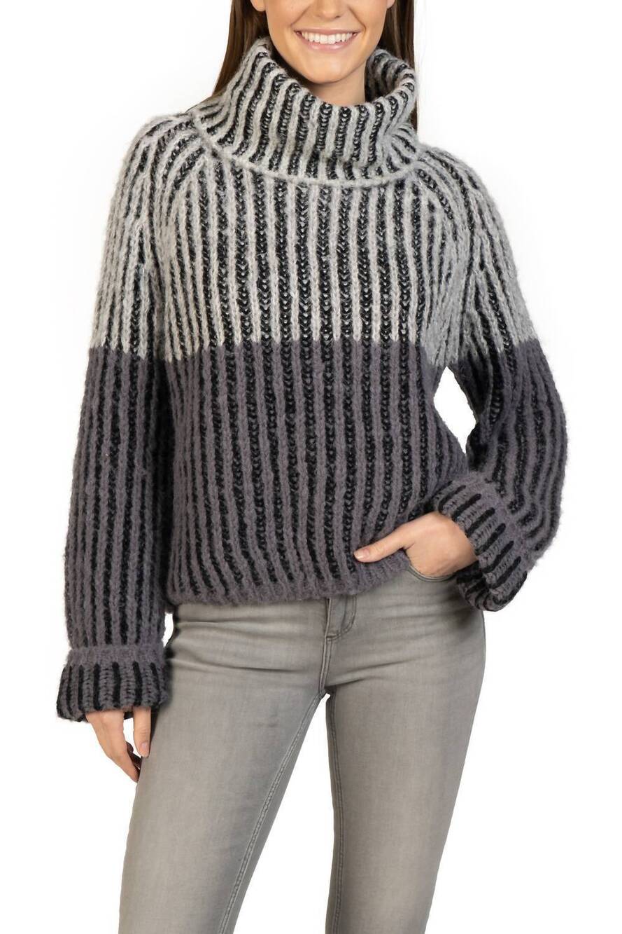 NEW LOVE TOKEN daytona turtleneck sweater in charcoal multi